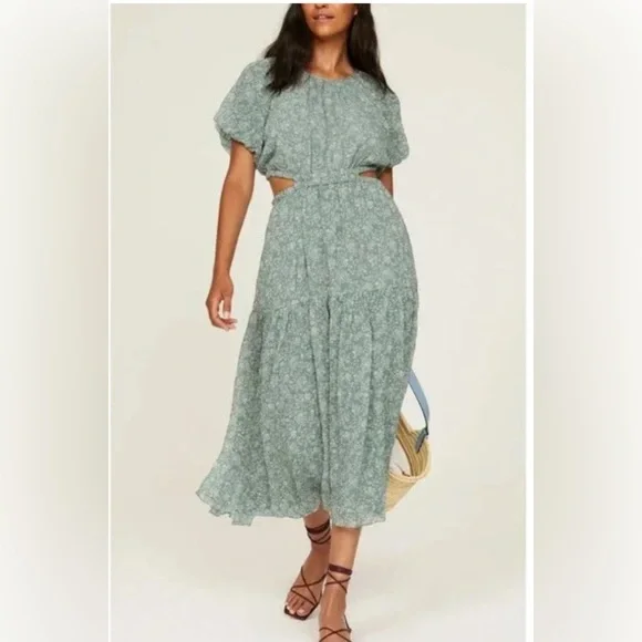 Madewell Green Floral Midi Dress - Picture 2 of 10